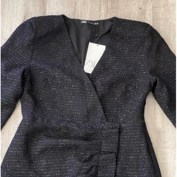 ZARA BLOGGER FAVORITE TEXTURED WEAVE DRESS WITH RUFFLE - Picture 5 of 16